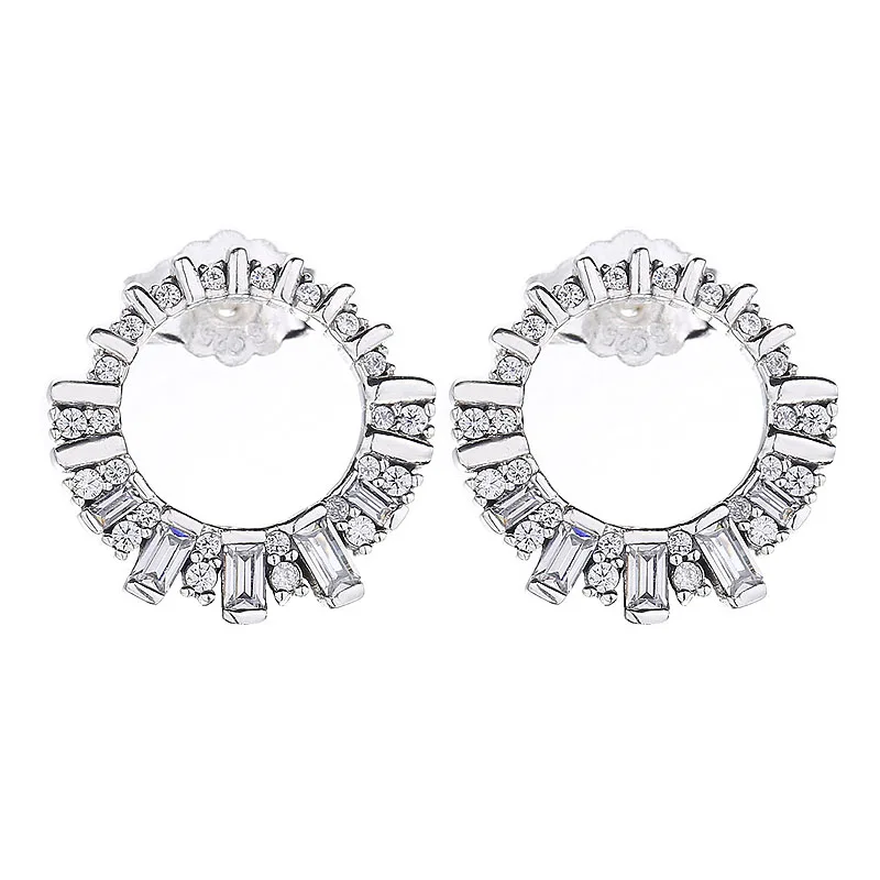 

New 925 Sterling Silver Earring Women Glacial Beauty With Crystal Stud Earrings For Women Wedding Gift Europe Jewelry
