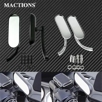

Motorcycle 2PCS Mini Oval Mirror Black/Chrome View Side Mirrors Left/Right 8mm 10mm For Harley Touring Dyna Softail Sportster XL