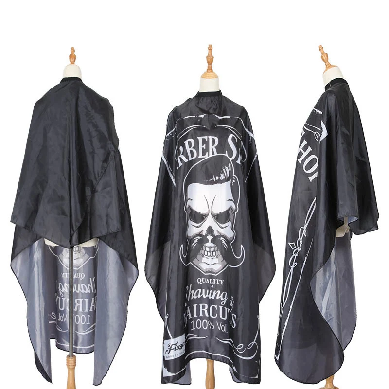 

2019 New Haircut Hairdressing Barber Cloth Skull Man Pattern Apron Polyester Cape Hair Styling Design Supplies Salon Barber Gown