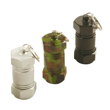 

1PCs Mini Waterproof Medicine Pill Bottle Box Key Chain Aluminum Storage Case Emergency Medicine Container Holder Box Splitters
