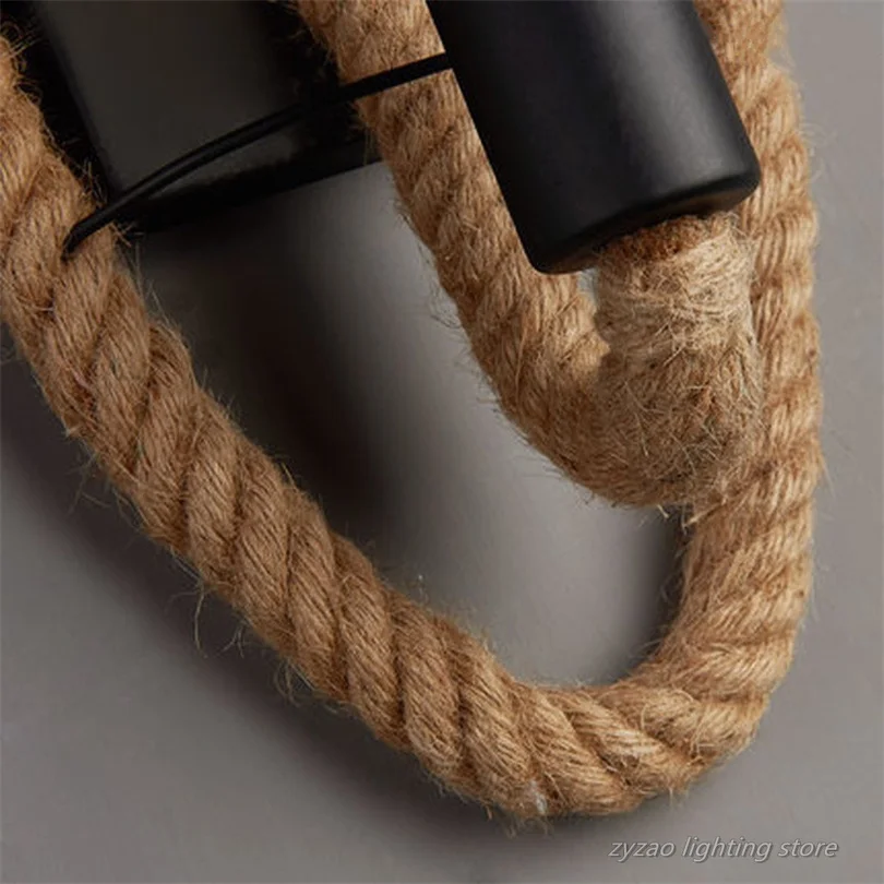 Loft Retro Style Hemp Rope Wall Lamp Industrial Vintage Restaurant Light Fixtures Home Decor Bar Cafe Dining Room Wall Light E27