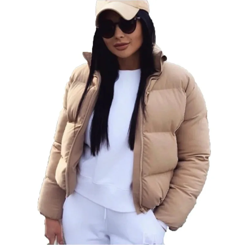 

FORERUN Fashion Bubble Coat Solid Standard Collar Oversized Short Jacket Winter Autumn Female Puffer Jacket Parkas Mujer 2020