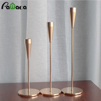 

3Pcs Nordic Style Metal Candle Holder Set Retro Candlestick Candle Stand Exquisite Gold Candlestick Home Wedding Table Decor