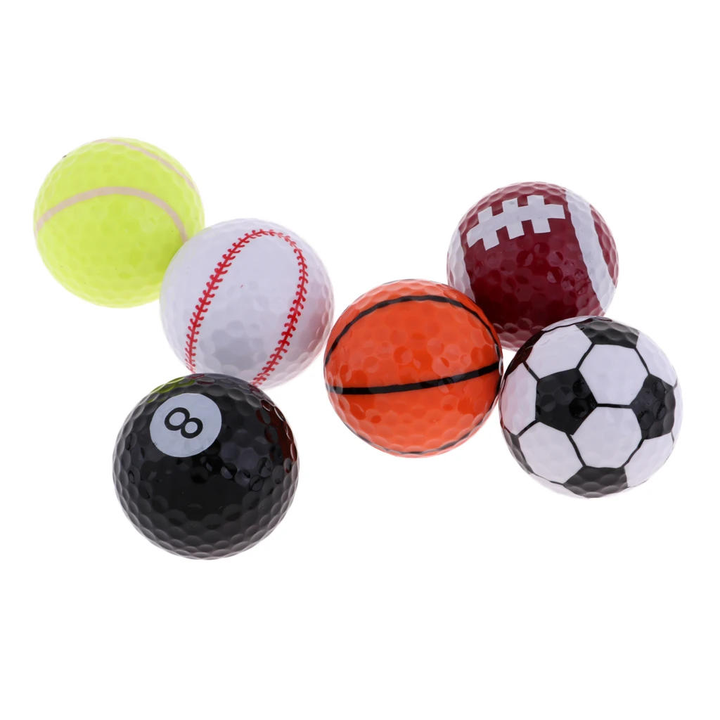 Set of 6 Sports Novelty Golf Balls Tour Novelty Gift Fun Sports Golf Balls