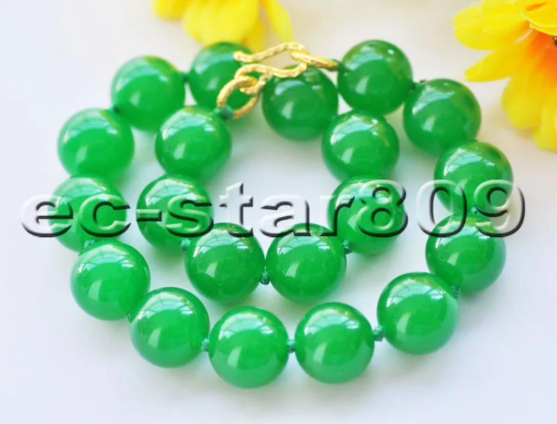 S2327 Big 16" 20mm Green Round Jasper Bead Necklace | Украшения и аксессуары