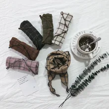Корейский плед хлопковый мягкий теплый Осень Зима Тонкий Дети Мальчики шали для девочек обертывание кольца треугольные шарфы аксессуары-LHC
