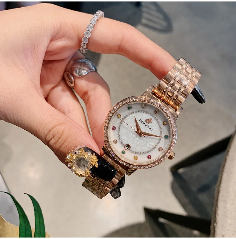 Женские часы, роскошные бриллиантовые Наручные часы из нержавеющей стали, женские часы с кристаллами, кварцевые часы, женские часы, новинка
