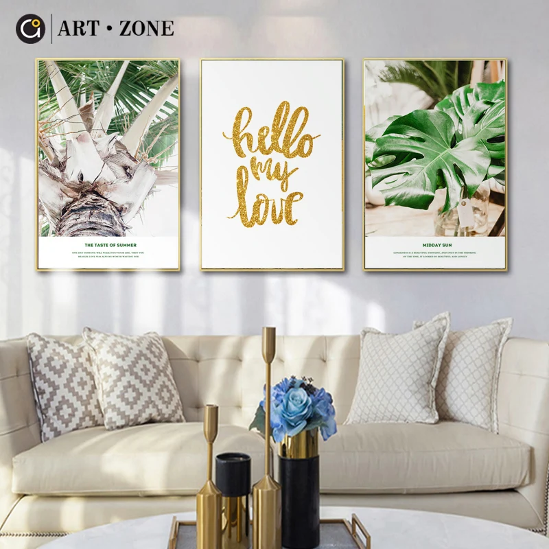 

ART ZONE Waterproof Ink Decorative Painting Modern Plant Pattern Canvas Painting Living Room Bedroom Poster Wall Decoration