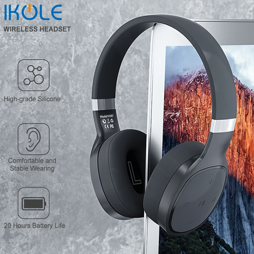 Айкол Беспроводной Bluetooth 5 0 наушники глубокий бас Hi-Fi стерео звук резиновое масло