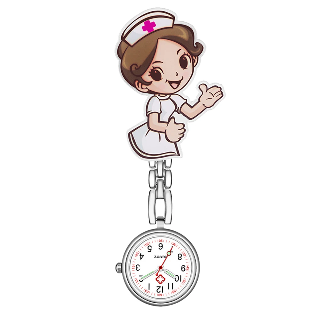 Mode Kartun 3D Anak Perempuan Wanita Angka Kuarsa Clip On Fob Perawat Dokter Gantung Medis Jam Saku Bercahaya Hadiah Dropshipping Pocket Watches Fob AliExpress