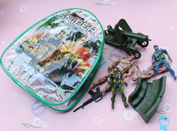 

9cm Soldiers Set PVC Backpack dai zhuang Boys Gift jun shi tao