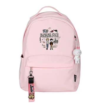 

BANANA FISH Anime School Backpack Girls Small Bagpack Cartoon Pink Bookbag Nylon Women Travel Back Pack Kawaii Shoulder Bags