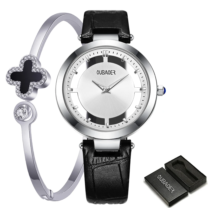 Silver-Bracelet-Box OUBAOER наручные часы для девочек женские модные часы с браслетом Femme женские часы кварцевые наручные часы Relogio Feminino - Цвет: Silver-Bracelet-Box