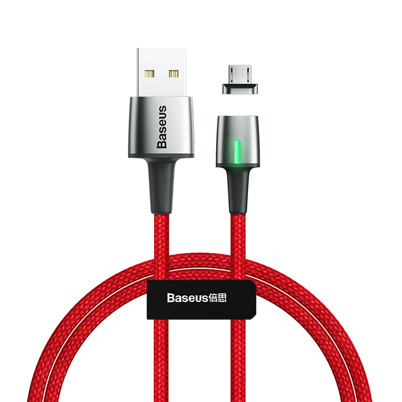 Baseus Магнитный кабель Micro USB type-C для samsung s9 iPhone Xr, магнитный usb-кабель для зарядки, адаптер для мобильного телефона, usb-кабель - Цвет: Red Micro USB