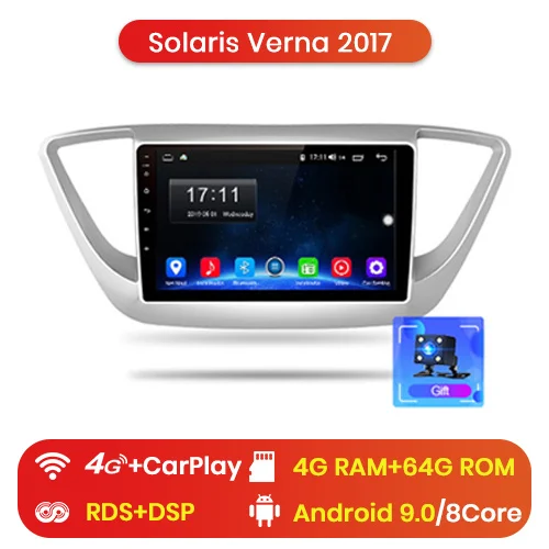 Junsun V1 2G+ 32G Android 9,0 для hyundai solaris Verna автомобильный Радио Мультимедийный видео плеер gps RDS 2 din dvd - Цвет: 4-64GB for 4G