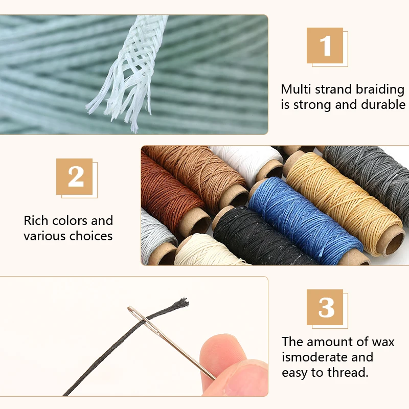 Leather Sewing Tools 1pc 50M 150D 1mm Leather Waxed Thread