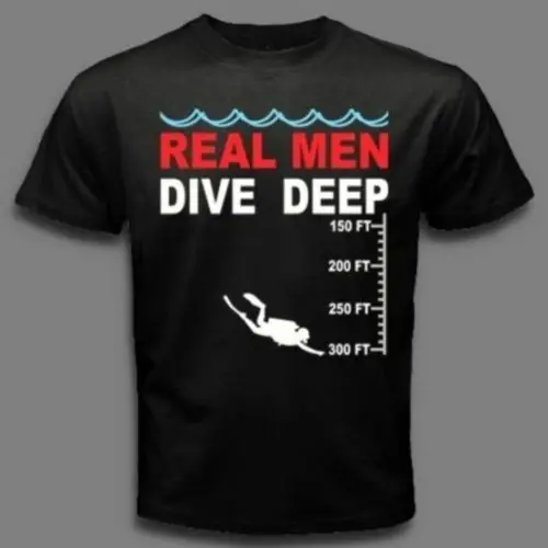 Real Men Dive Deep. Cool Design Down Flag Diving Scuba Diver T-Shirt. Summer Cotton Short Sleeve O-Neck Mens T Shirt New S-3XL | Мужская