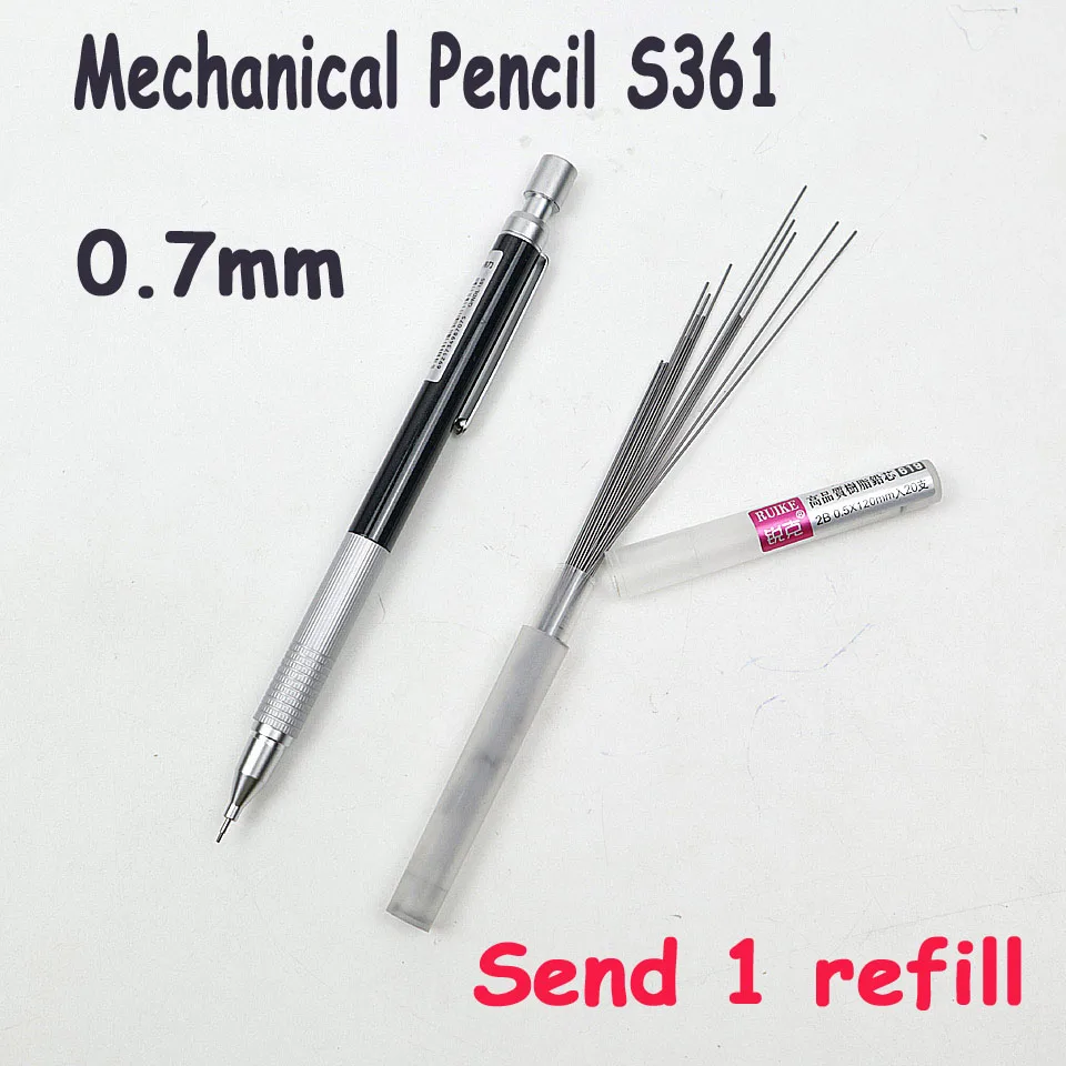 High Quality Full Metal S361 Mechanical Pencil 0.5~0.7mm For Professional Painting And Writing School Supplies Send 1 Refills - Цвет: 0.7mm-Black