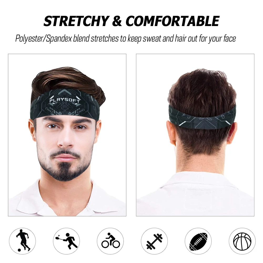 Description Picture 4 of itemSports Headband Sweatband Elastic Yoga Hairband Running Cycling Jogging Volleyball Tennis Head Sweat Hair Band Bandage Men Women