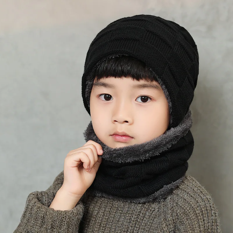 Детские зимние шапочки, шапка, шарфы, перчатки, комплект, бархатная теплая уличная детская шапка, зимняя шапка для мальчиков