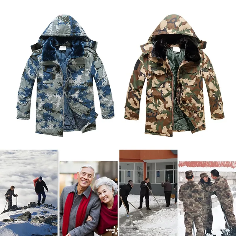 

Keep warm Hooded Jacket Thick Cold-proof Rainproof Water Resistant Softshell Cotton Coat City Outwear Sportswear 668