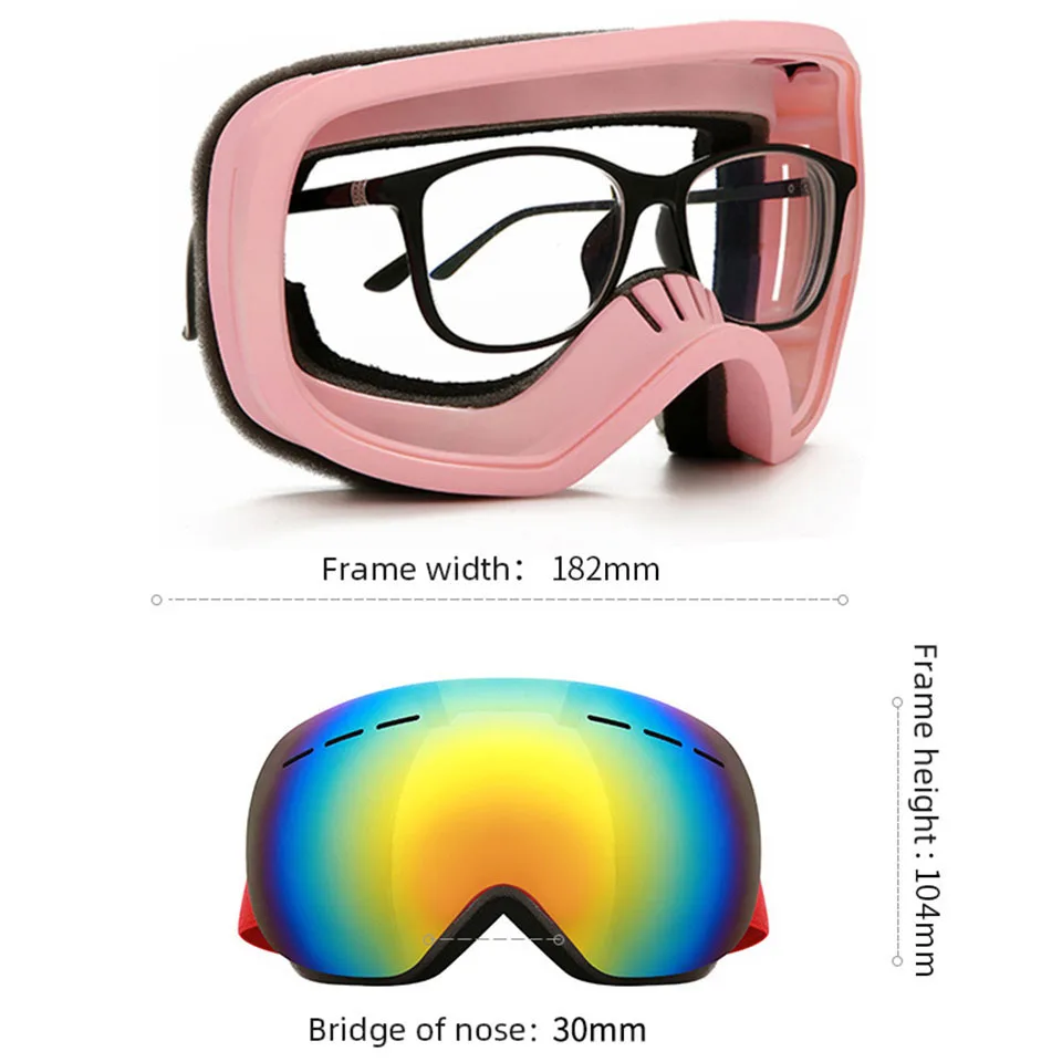 GOBYGO New Skiing Eyewear Cycling Sunglasses Men Women Ski Goggles UV400 Anti-fog Big Ski Mask Glasses Snow Snowboard Polarized 6