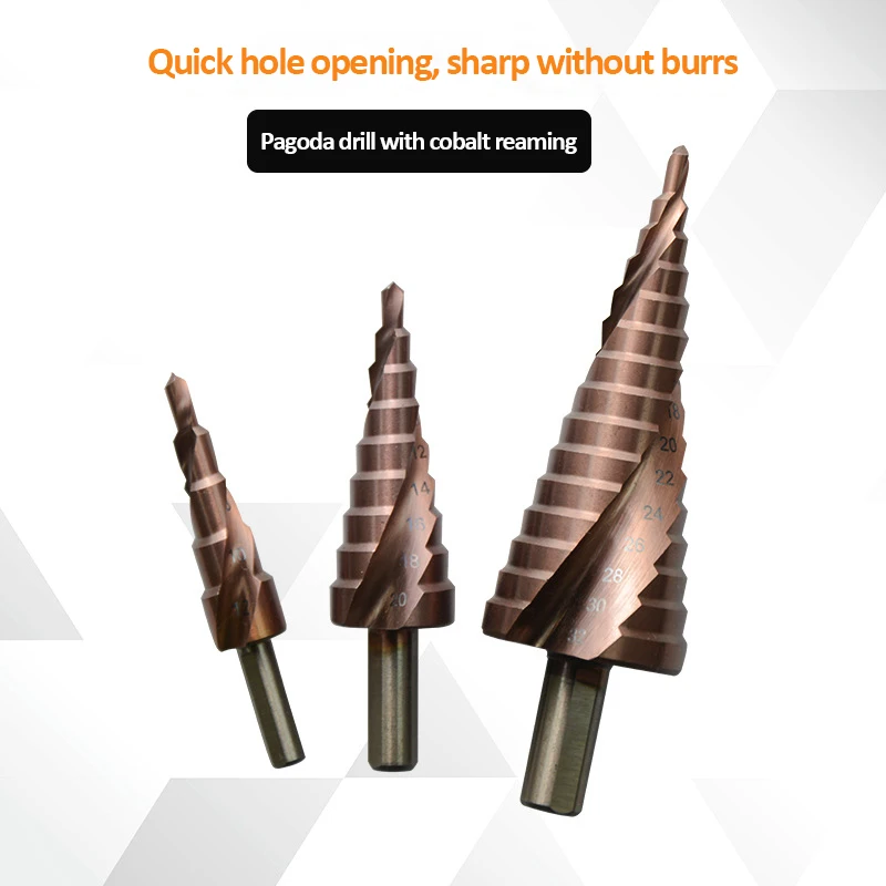 

M35/6542 HSS Straight Groove Step Drill Bit Set Pagoda Drill HSS Power Tools Spiral Grooved Metal Steel Step Drill Bit