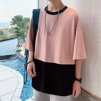 

Men's cotton youth round neck 2020 spring and summer Hong style t-shirt short-sleeved wild inside tide black Best Free shipping