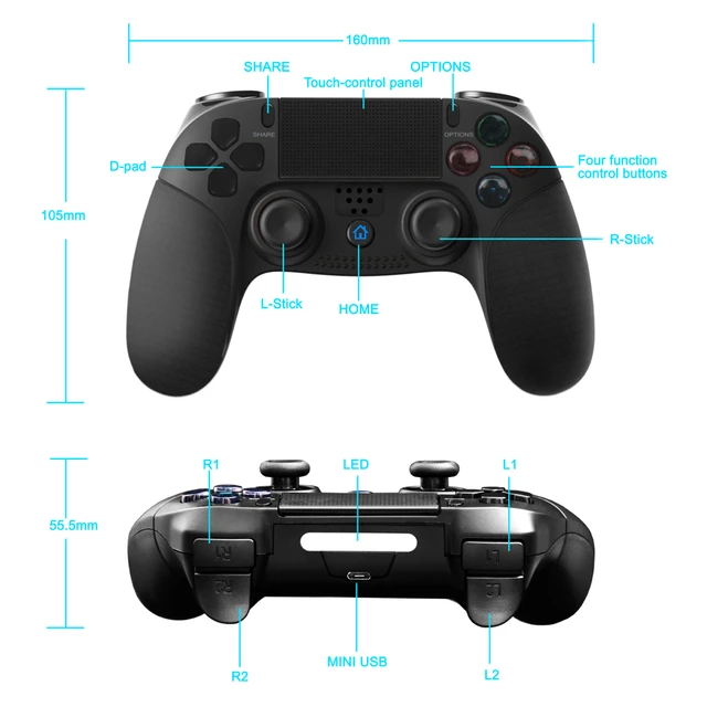 Wireless Bluetooth Game Controller Gamepad Remote Gaming Joystick Joypad  for Playstation 4 3 PS4/PS3/PC with 600mAh Battery - AliExpress