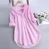 Women Shirts Stripe Cotton Long Sleeve Turn-down Collar Pink Button Loose Temperament Elegant Autumn Plus Size Blouse Shirts 3