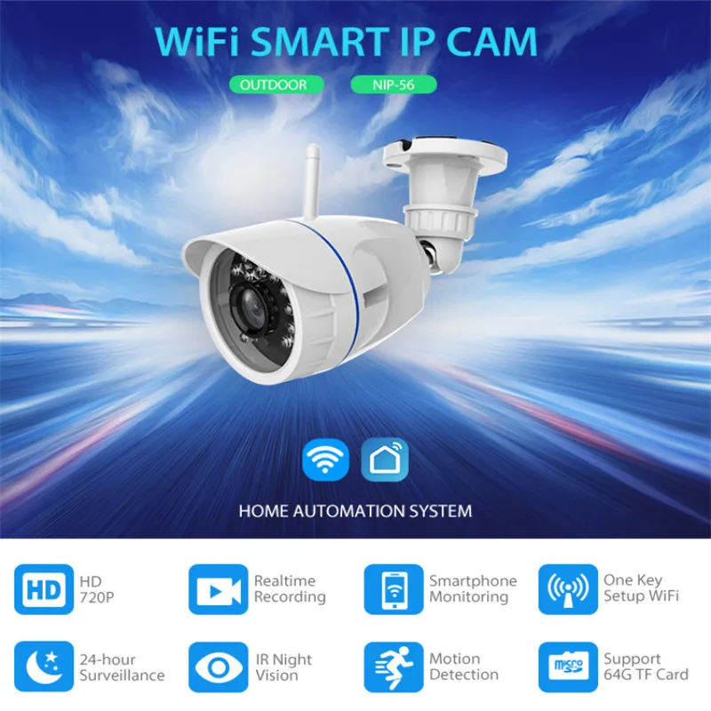 

Outdoor Waterproof WiFi IP Camera Wireless 720P Network IR Night Vision CCTV Camera Security Camera Works with Alexa Google Home