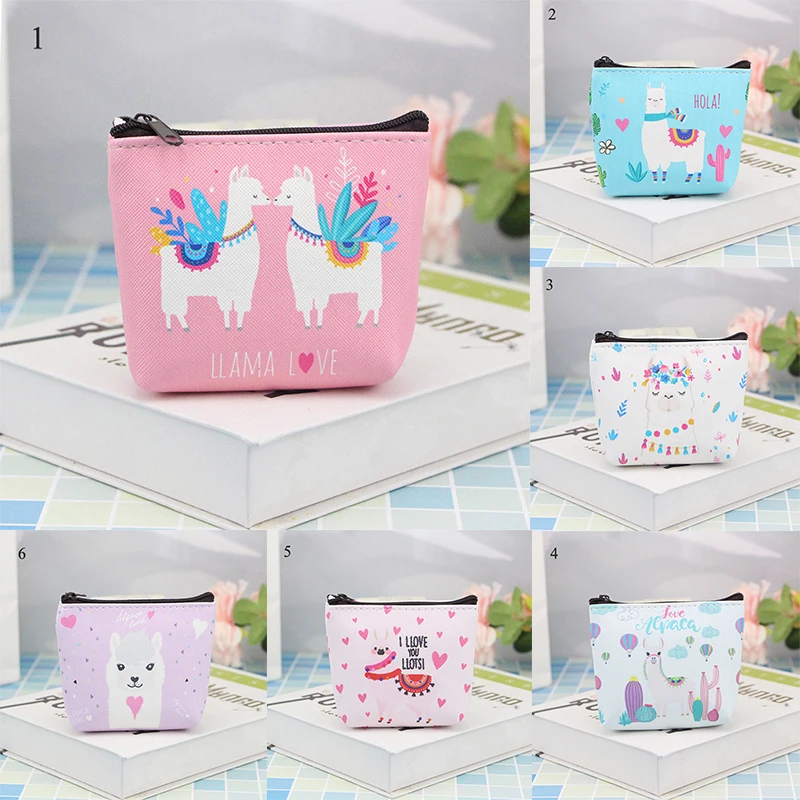 

Alpaca Printed Coin Purse Women Kids Girls Mini Purses Cartoon Pattern Small Wallet Bag Children Cute Coin Purse make up Bag