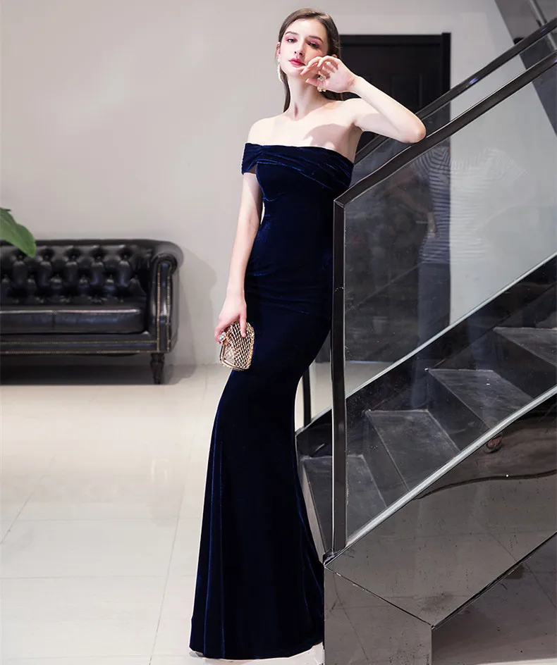 Robe De Soiree велюр платье-Русалка Вечерние платья Длинные на одно плечо Вечерние платья Abendkleider