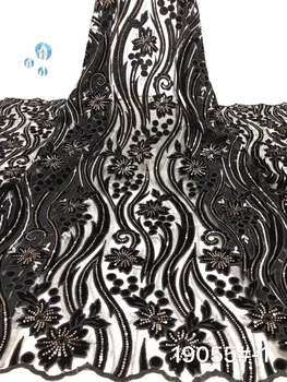 

African Beaded Lace Fabric 2019 High Quality Lace French Laces Fabrics Nigerian Tulle Lace Material For Wedding Dress