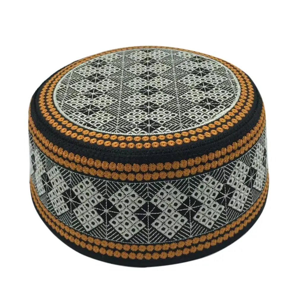 New Muslim Men Prayer Hats Cotton Embroidery Leisure Saudi Arabia Islamic Hat muslim turban Jewish Cap Men Headscarf Clothing 5
