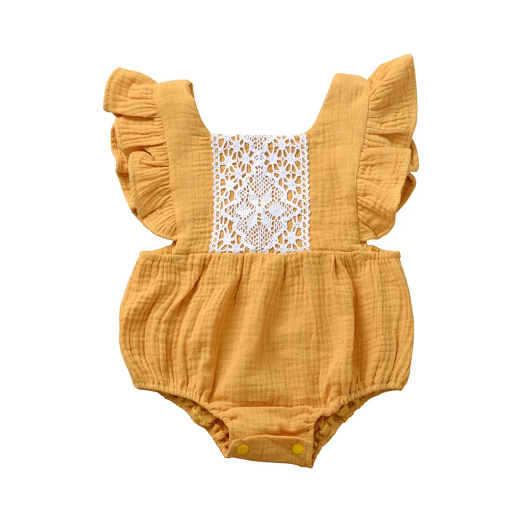 Цельнокроеный комбинезон для новорожденных девочек с цветочным узором, кружевной комбинезон для малышей, повязка на голову, комплект одежды, комбинезон, одежда для малышей возрастом от 3 до 24 месяцев