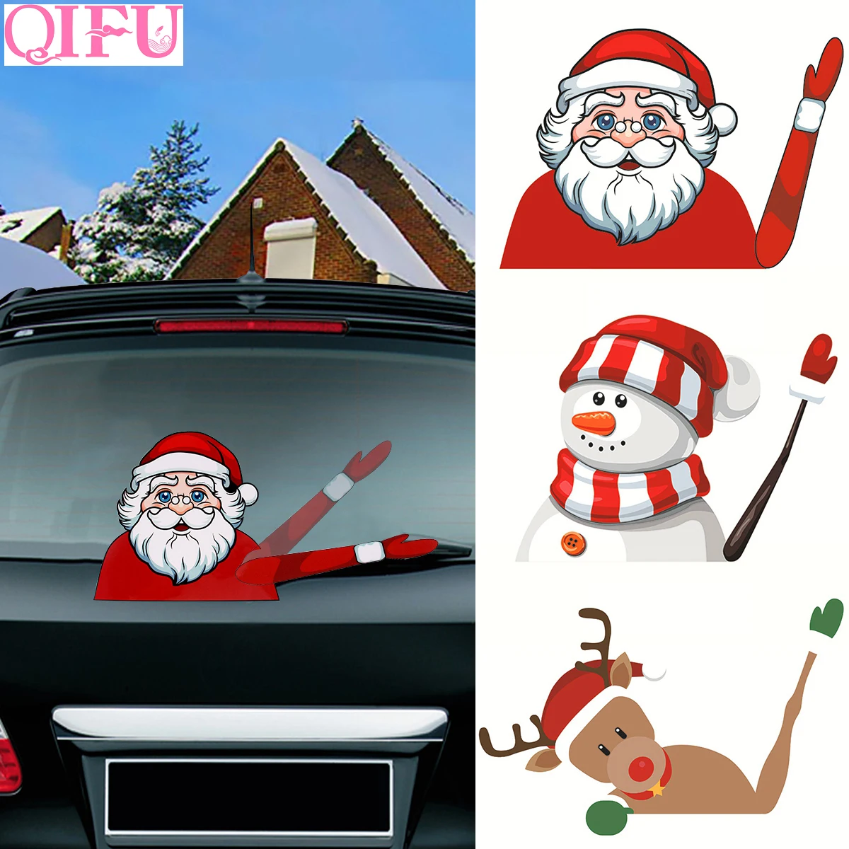 QIFU автомобильные наклейки, рождественские украшения для дома, Navidad, Санта Клаус, Рождество, подарки, счастливый год, Рождество, Декор