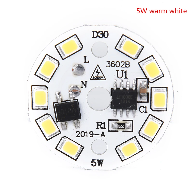 220V светодиодный нашивка-лампочка лампа SMD пластина круглой формы Модуль светильник источник пластина для лампы светильник - Испускаемый цвет: 5w warm white