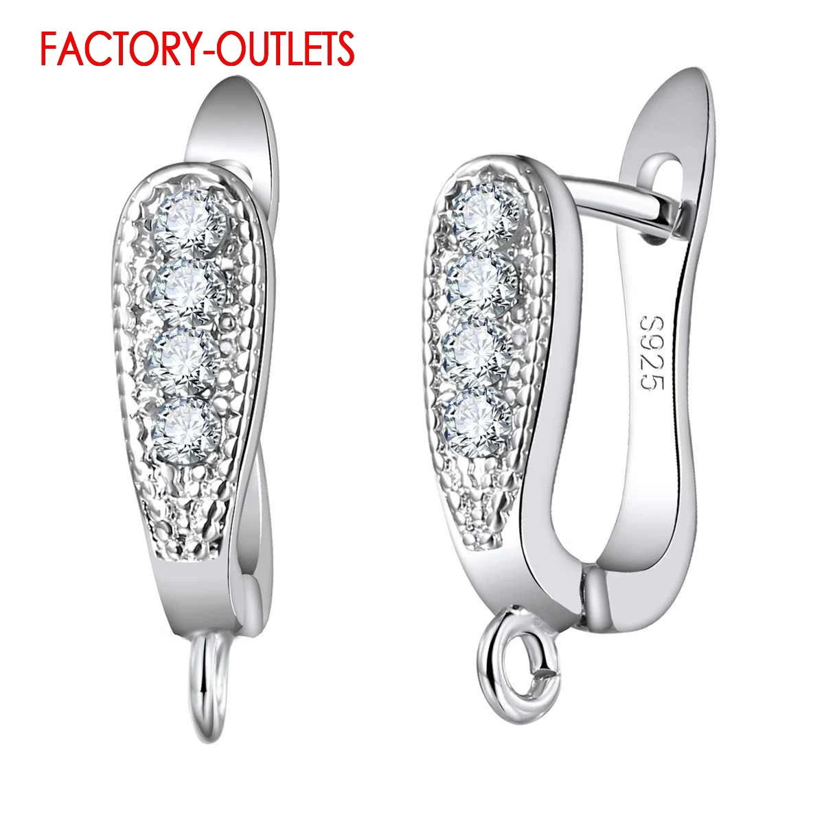 Genuine 925 Sterling Silver Earring U-Shape Accessory DIY Jewelry Finings 1 Pair