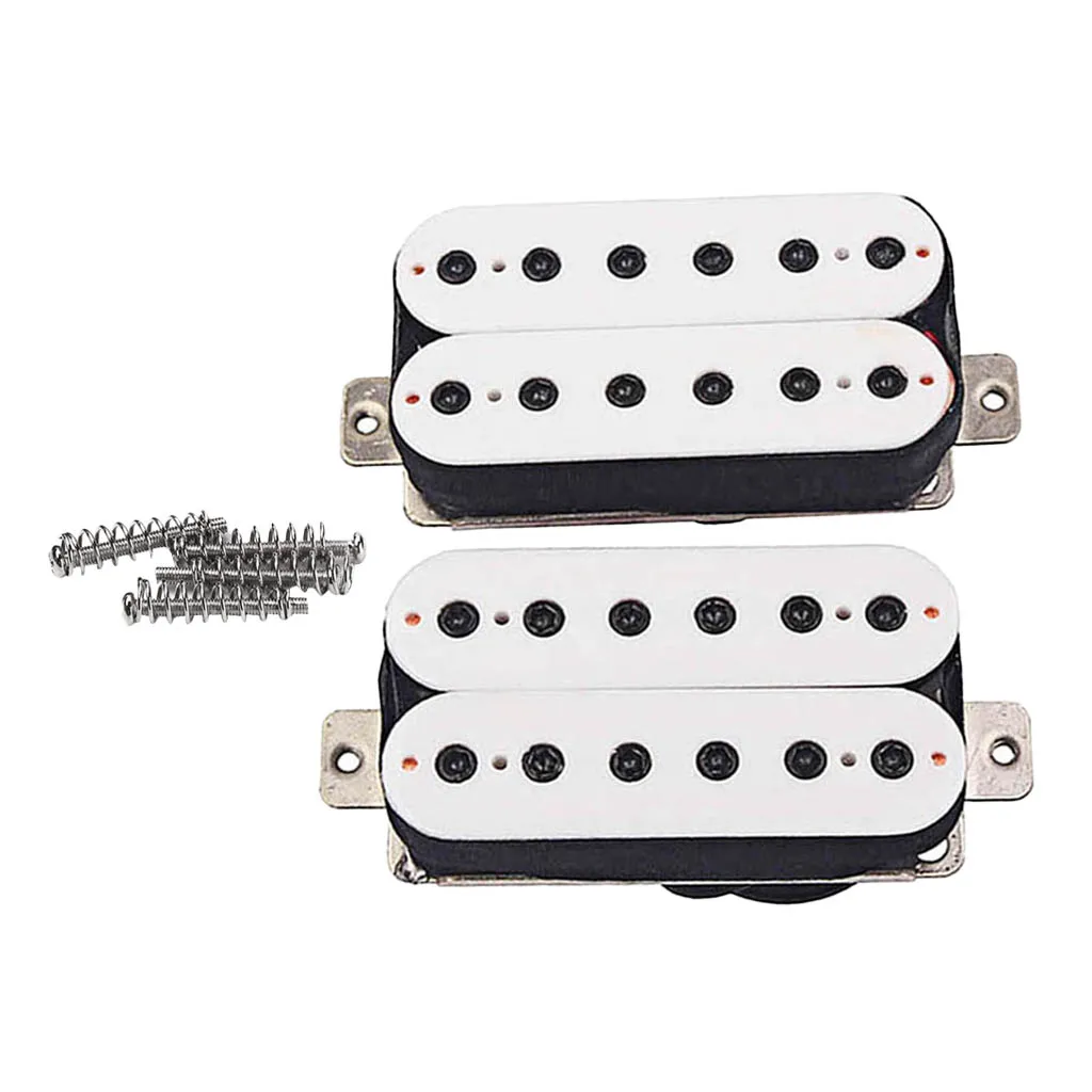 2 Pieces Electric Guitar Double Coil Humbucker Pickup with Screws Springs White