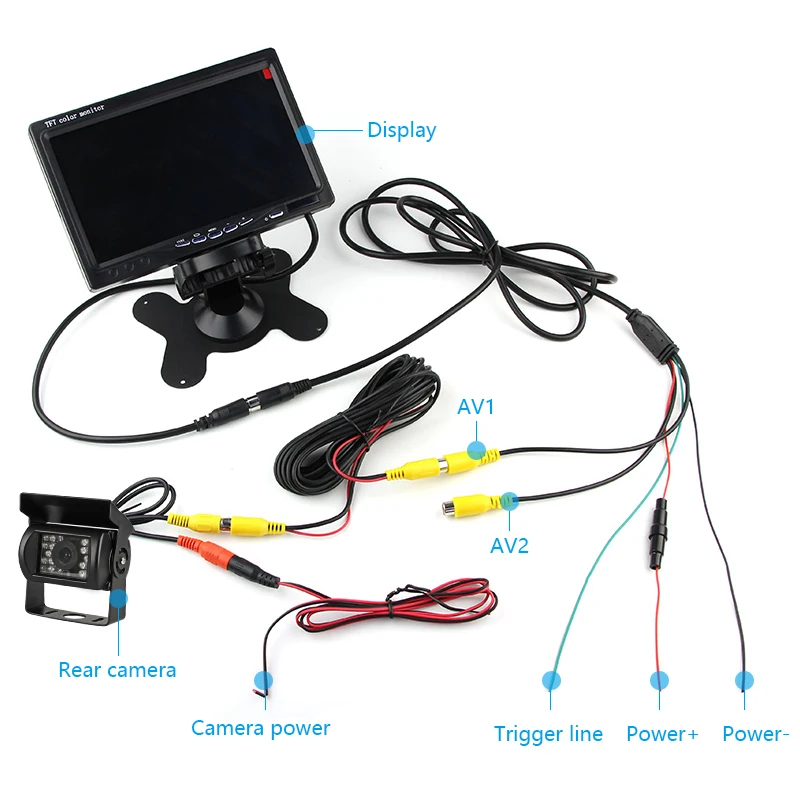 Vpotek 7 InchTFT lcd Автомобильная камера заднего вида Водонепроницаемая камера ночного видения камеры с проводом система парковки для автомобиля монитор заднего вида DVD VCR