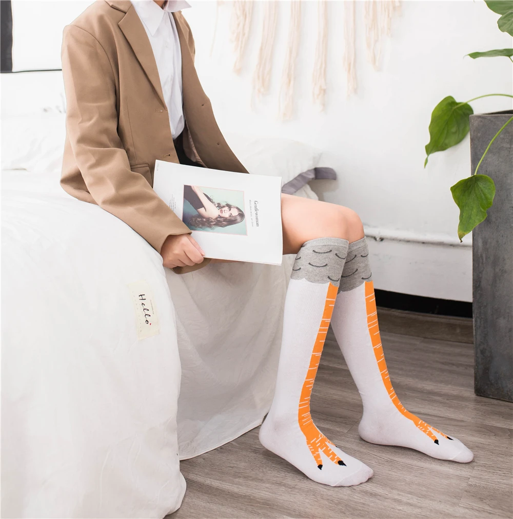 Warme Winter Herbst Frauen Huhn Pfoten Bein Klaue Gestrickte Lustige 3D Cartoon Oberschenkel Hohe Nette Dünne Kappe Füße Socken Cosplay Weihnachten geschenk – Detail 2