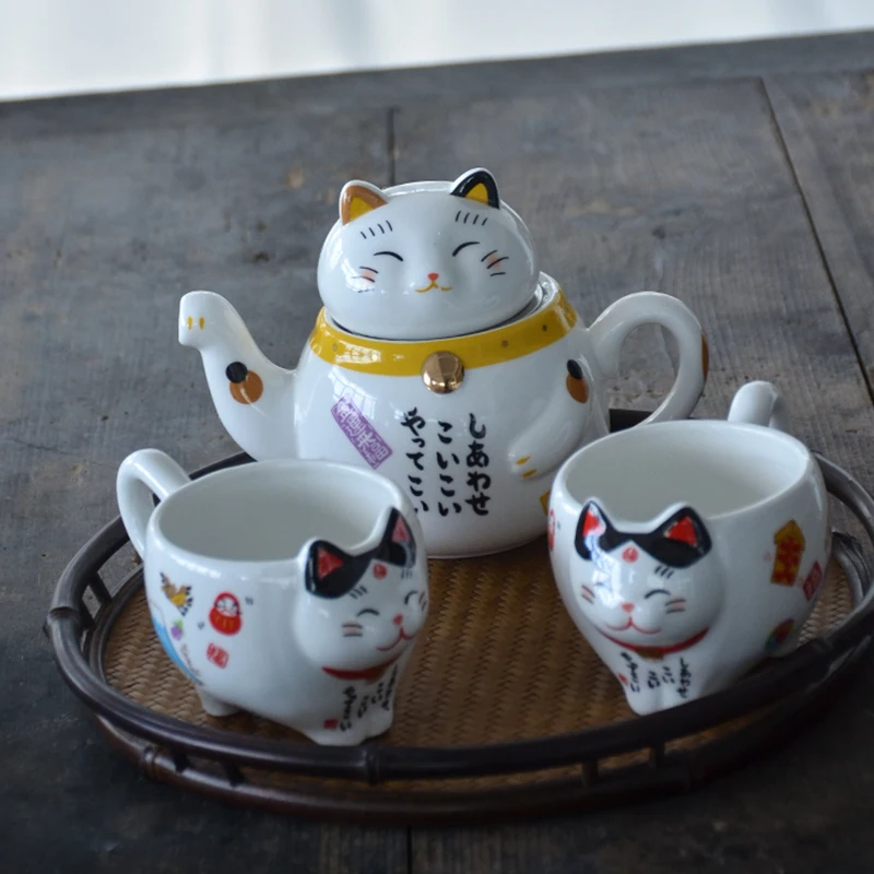 TANGPIN, милый фарфоровый чайный сервиз lucky cat, креативный, maneki neko, керамическая чайная чашка, чайник с ситечком, прекрасный плюус, чайник для кошки