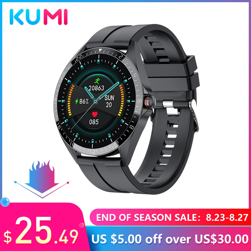 KUMI GW16T Men Smart Watch Sport Fitness Heart Rate Monitor IP68 Waterproof Full Touch Screen Smartwatch for ios Android Phone
