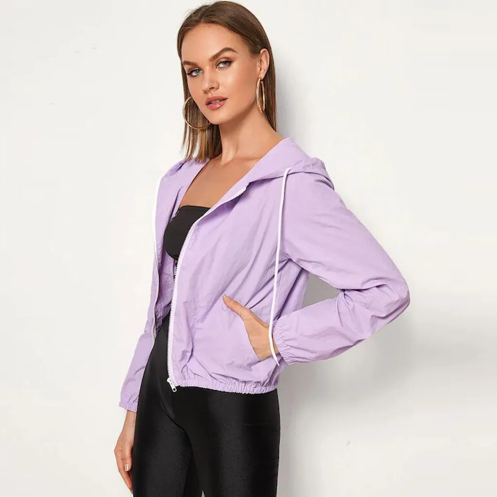 Женская уличная куртка на молнии с капюшоном весна-осень 2020 пальто и куртки для