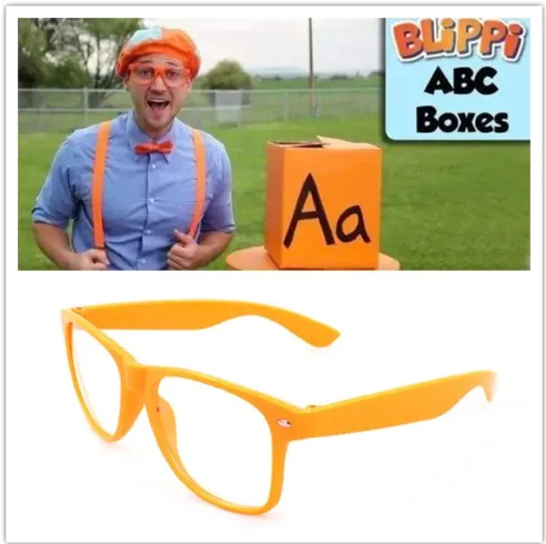 TV Blippi Glasses Candy Costume Plastic Blippi Cap Orange Glasses Cosplay Prop Glass For Kids Adult