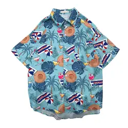 2019 новая рубашка с коротким рукавом в стиле ретро шикарная пляжная свободная гавайская рубашка с принтом Летние повседневные пляжные