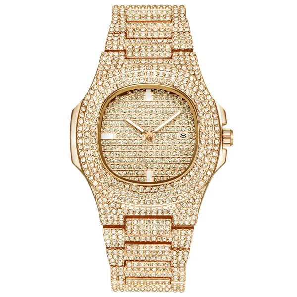 Модные мужские часы в стиле хип-хоп, 5 цветов, Роскошные Кварцевые наручные часы с Micropave, часы с фианитами для женщин и мужчин, ювелирные изделия - Цвет: 3