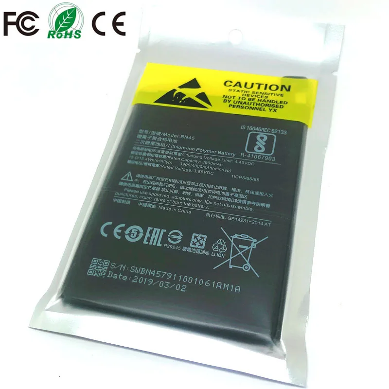 

BN45 Rechargeable Battery For Xiaomi Mi Redmi Note 5 Hongmi Redrice Note5 Phone Replacement battery