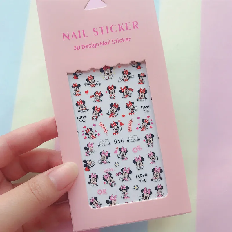 Disney Cartoon Sticker Disney Princess Mickey Mouse Donald Duck Stitch Anime Nail Sticker 3D Handmade DIY Nail